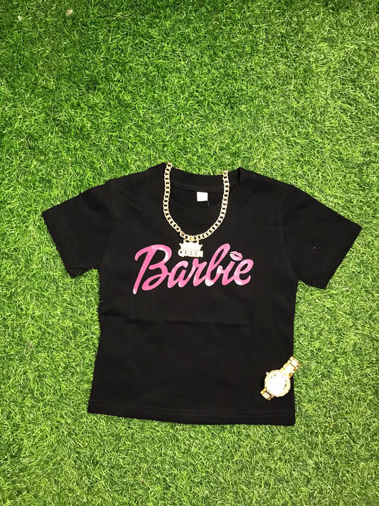 Black with rose pink Barbie top