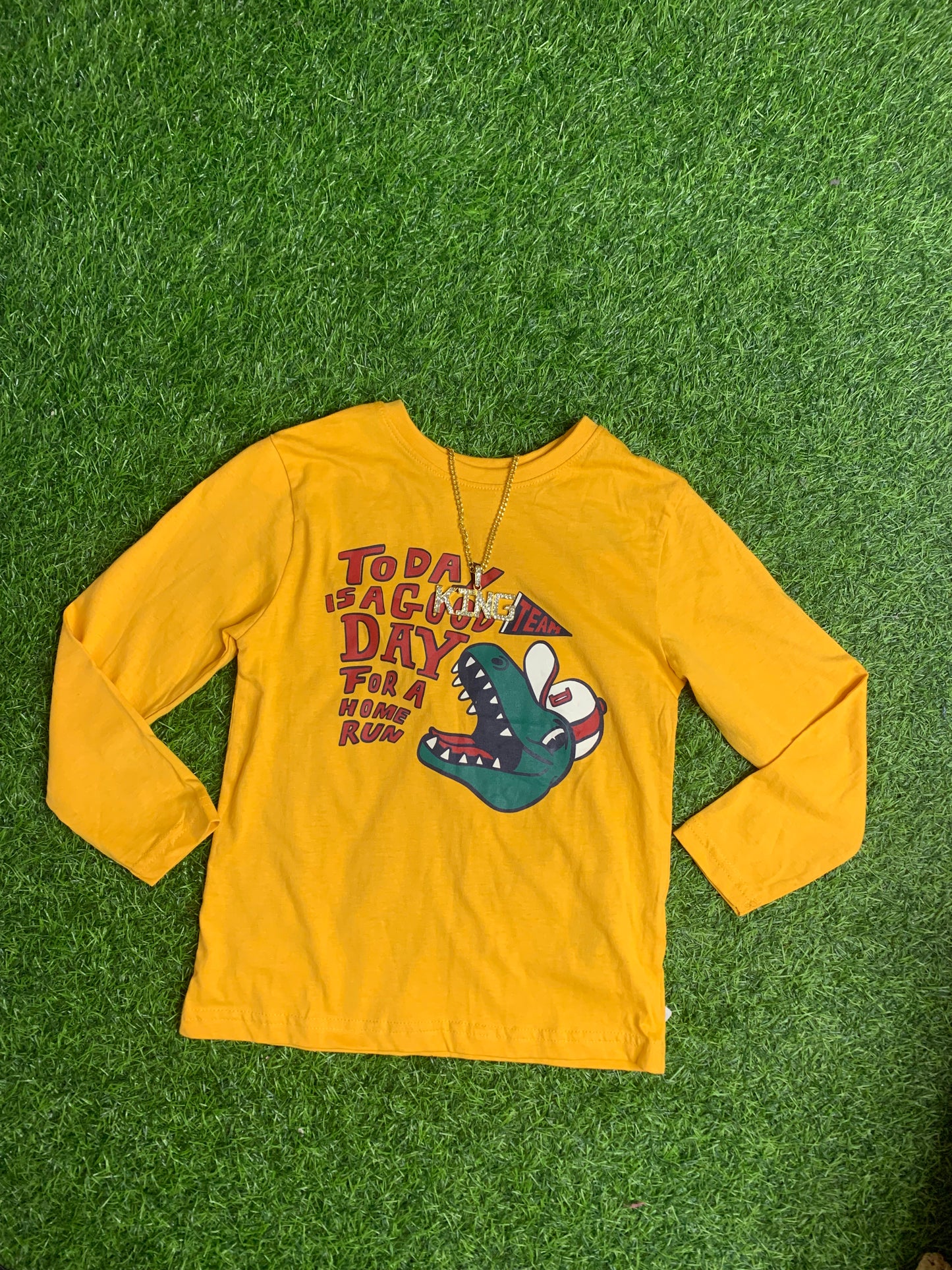 Yellow long sleeve crocodile top