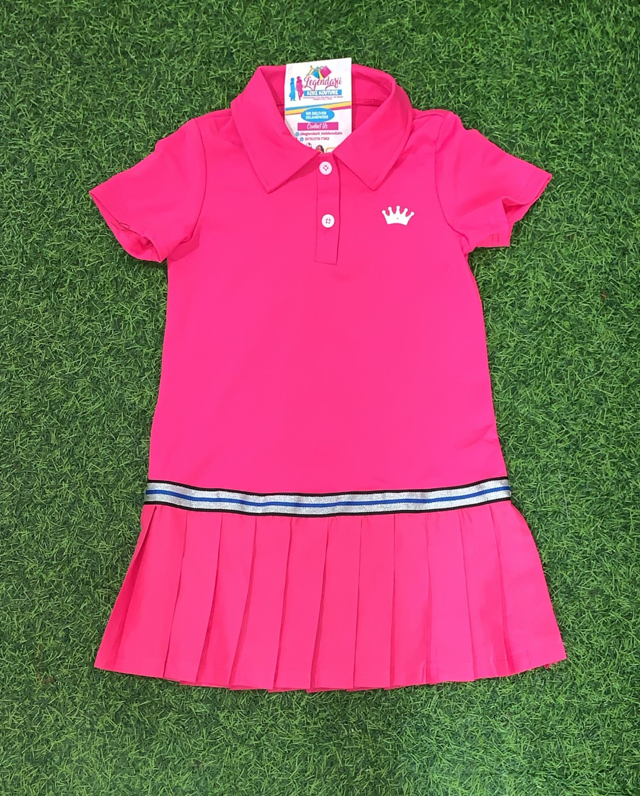 Pink Pleated Polo Dress