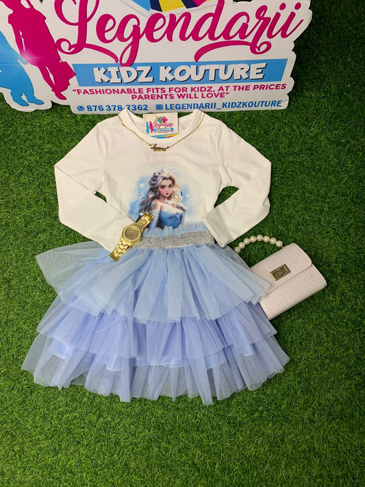 Light blue frozen Tutu skirt set