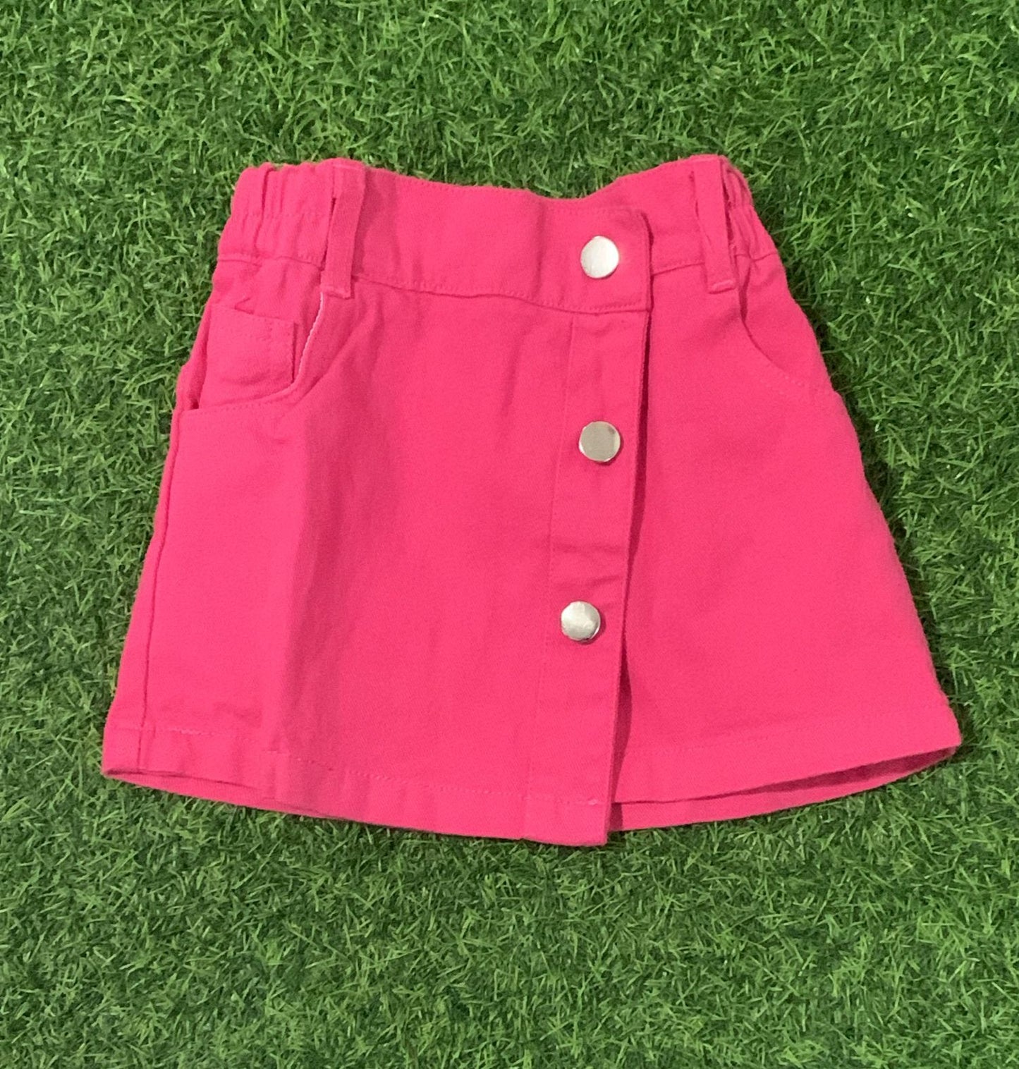 Pink Button Down Wrap Skirt