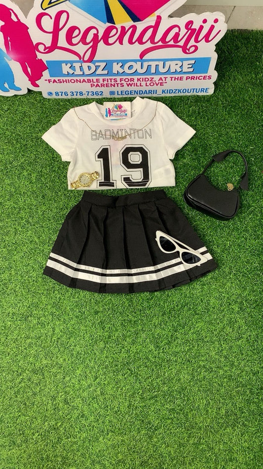 Black and white badminton skirt set