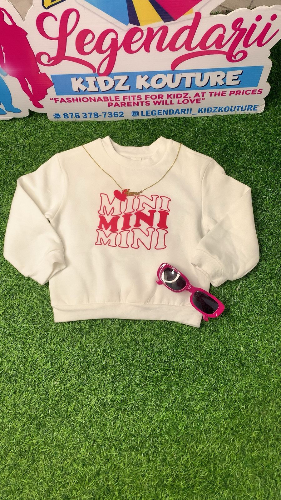 White with pink mini sweater