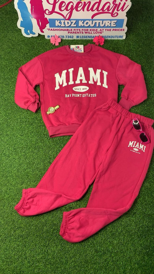 Pink Miami joggers set