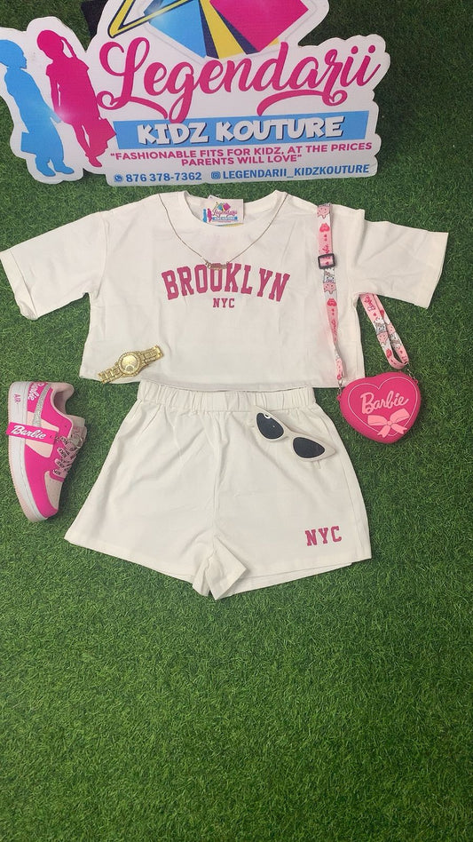 White Brooklyn shorts set