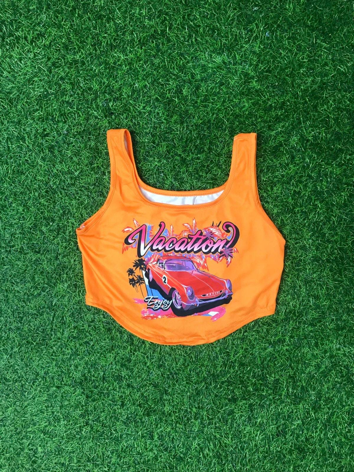 Orange vacay crop top