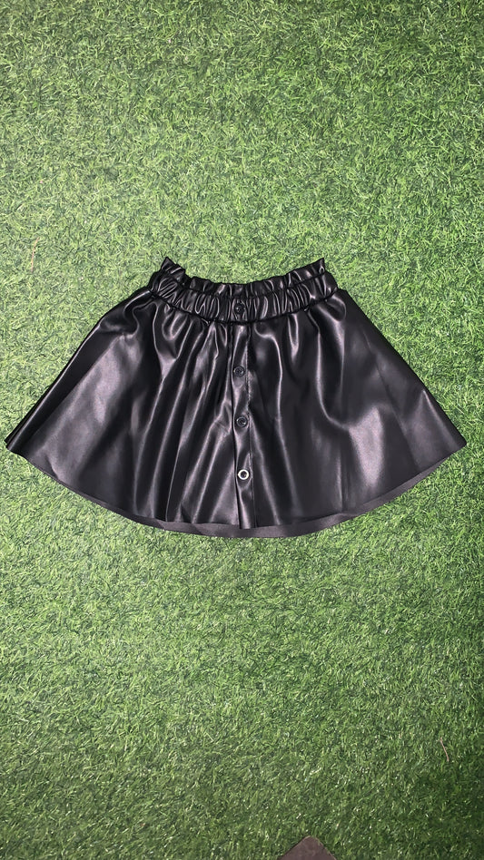 Button down paper bag leather skirt