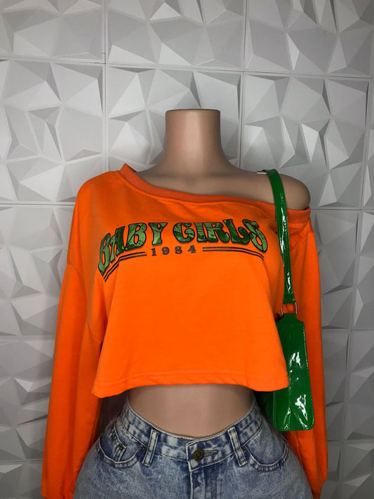 Orange Sweater crop top