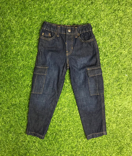 Dark blue denim cargo pants