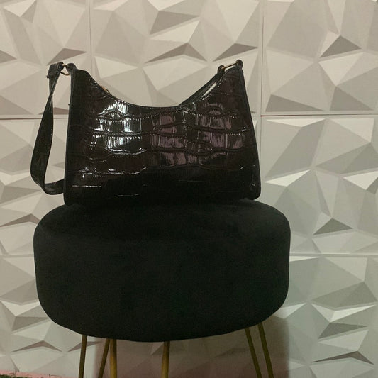 Black crocodile hang bag