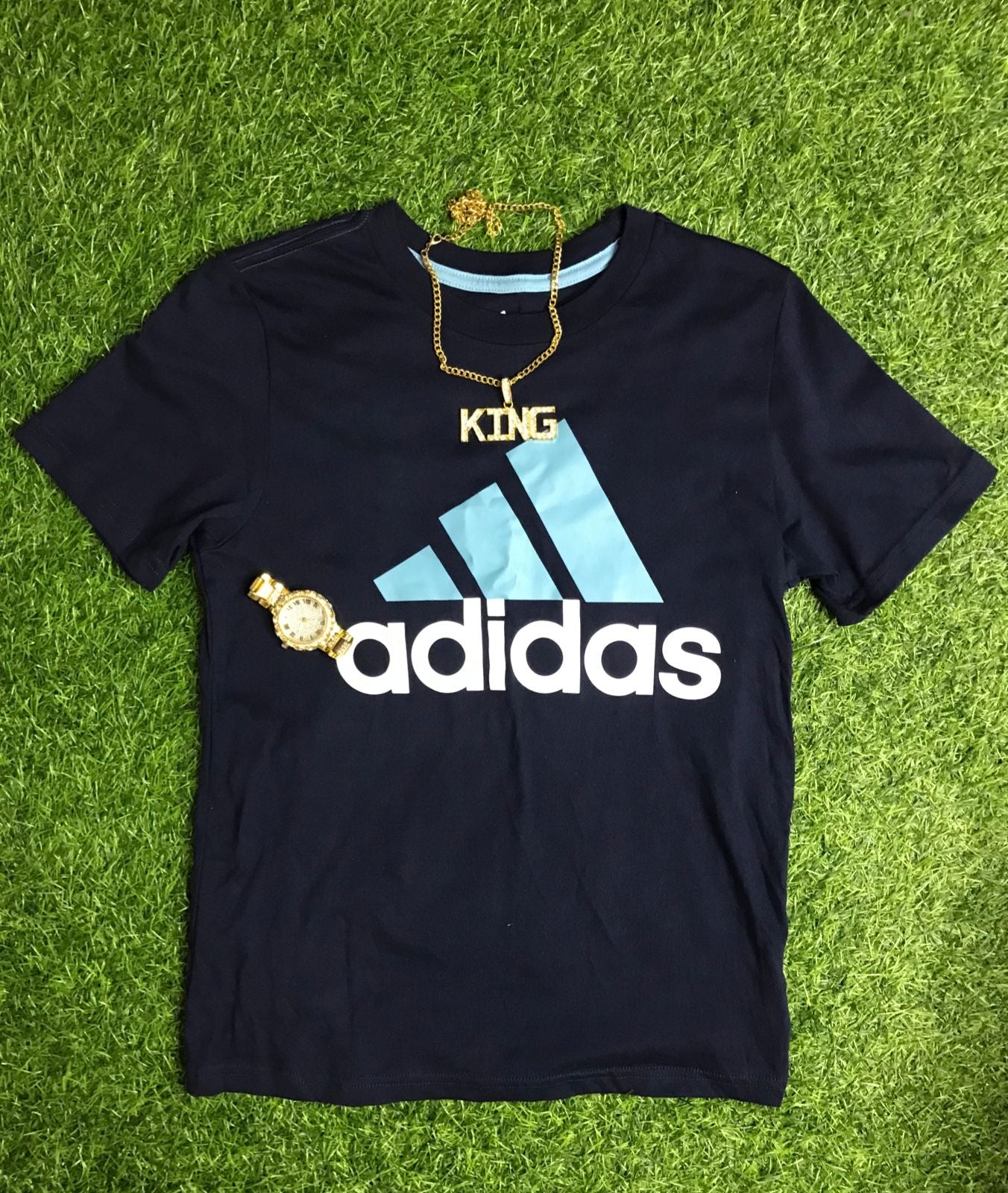 Navy blue adidas top