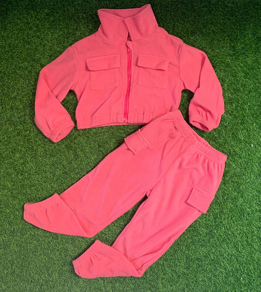 Pink fur jogger set