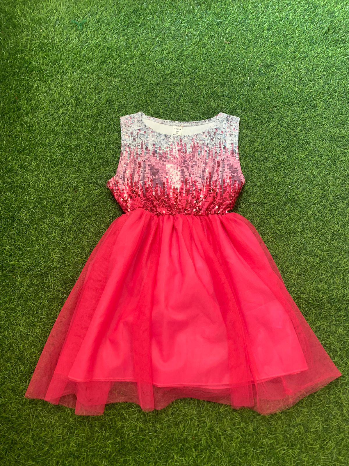 Pink Sequin Print Dress