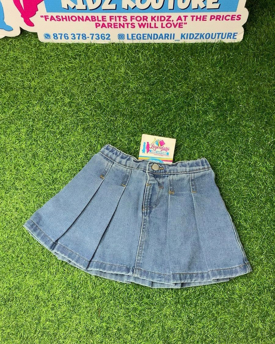 Denim pleated skirt