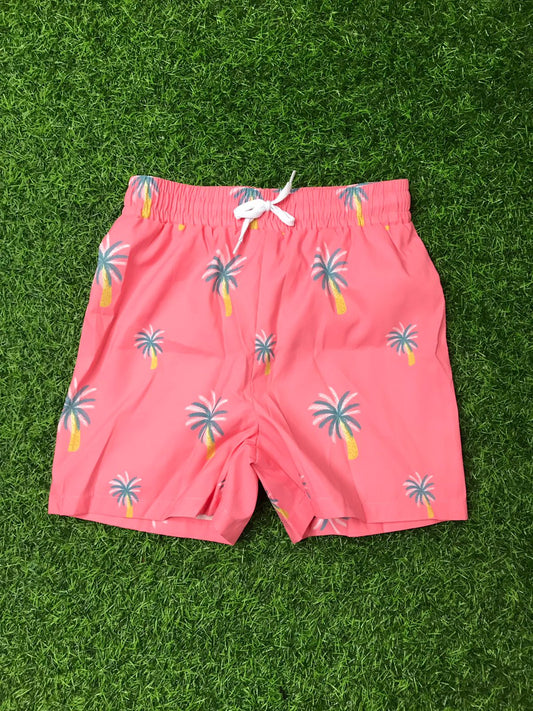 Blush pink palm swim shorts