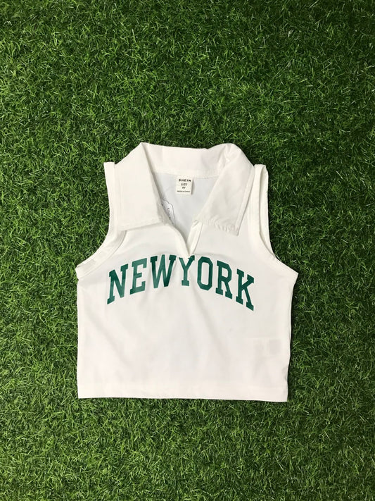 Green New York crop top