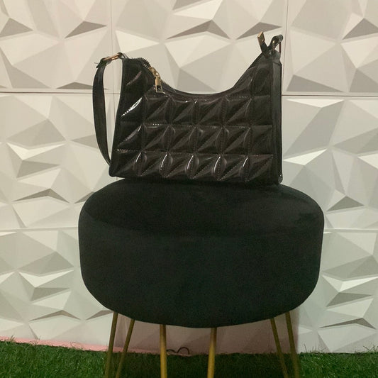 Black triangle print bag