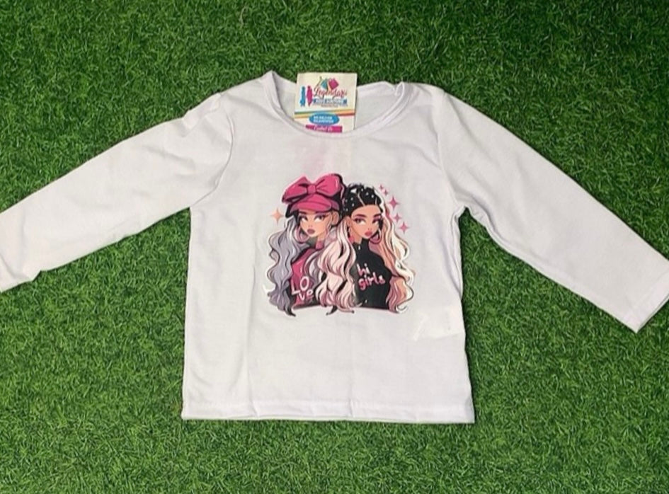 White long sleeve hi girls top