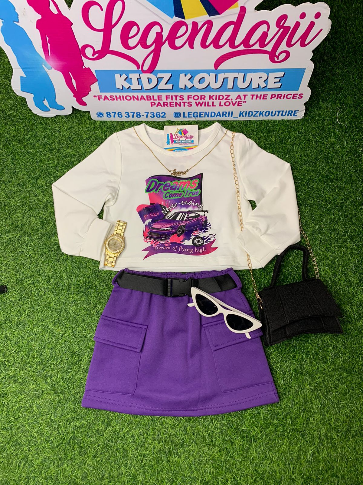 Purple dream cargo skirt set