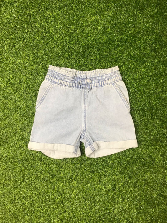 Light blue denim paperbag shorts