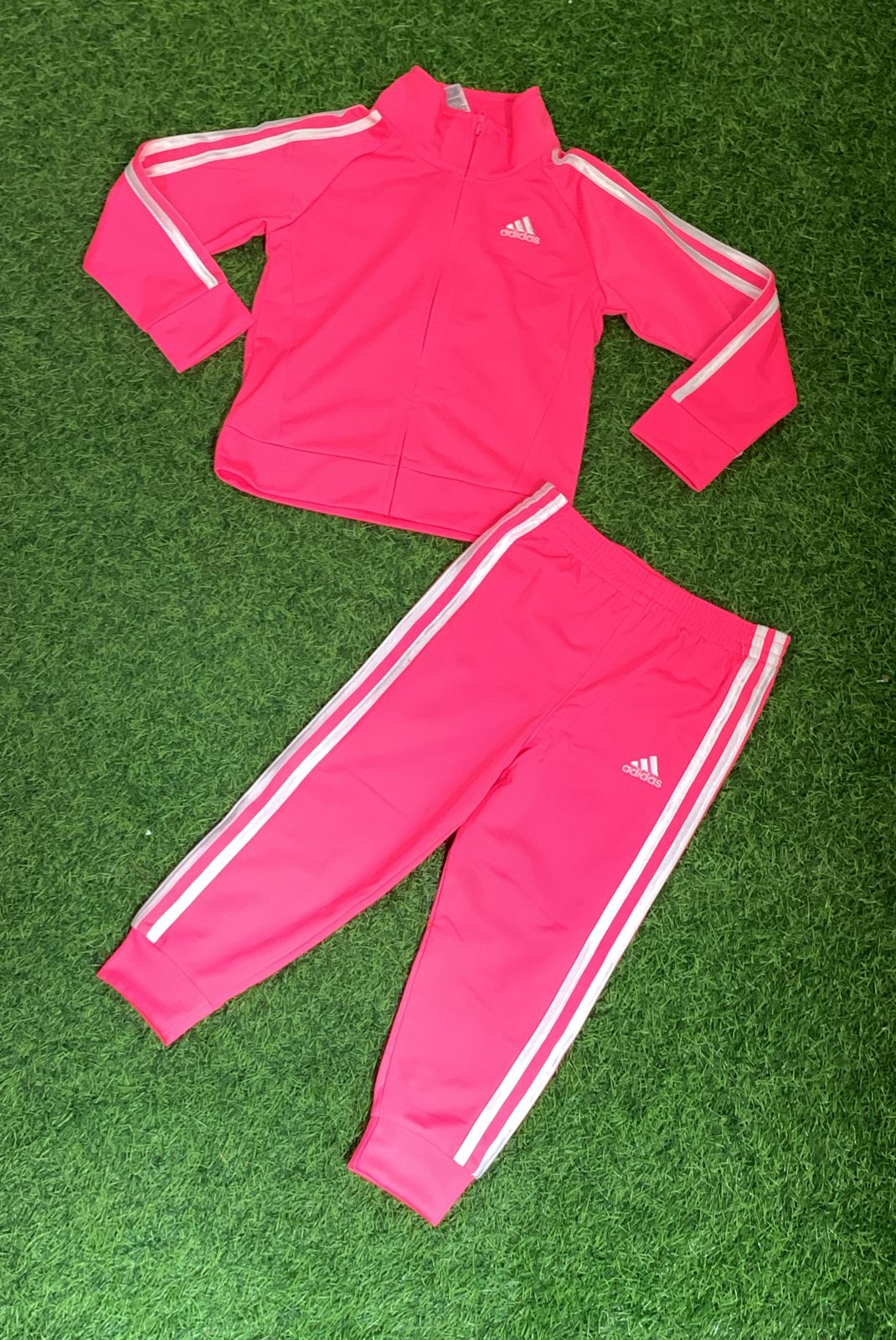 Pink Neon Adidas Track Suit