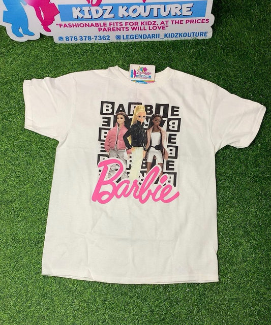 White with multi girls Barbie top