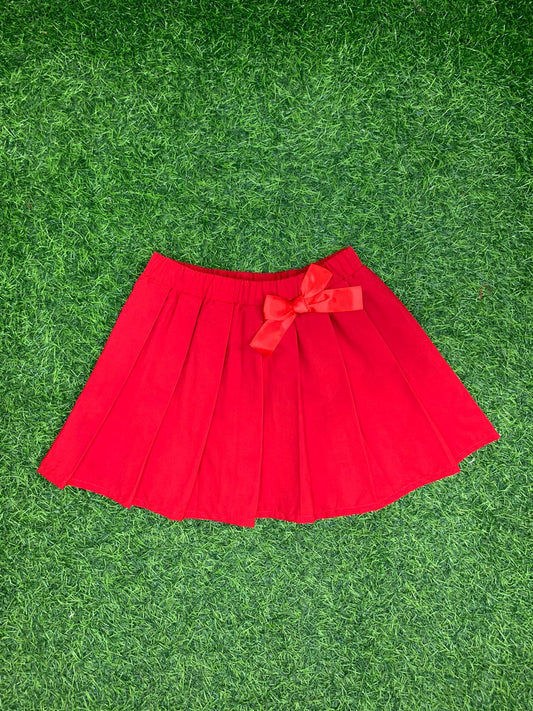 Red pleated skirt