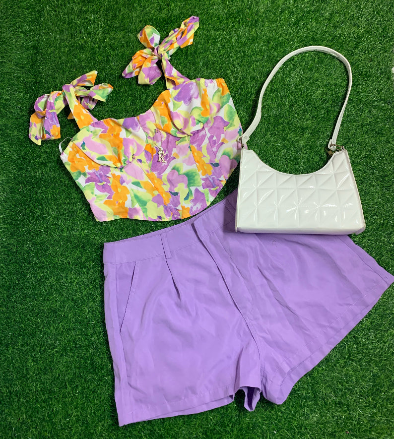 Purple floral short set