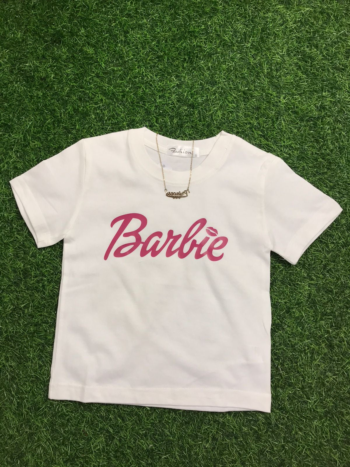 White and rose pink Barbie top