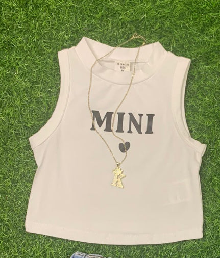 White with Black mini crop top