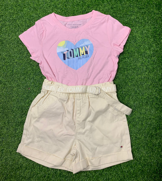 Pink and beige Tommy short set