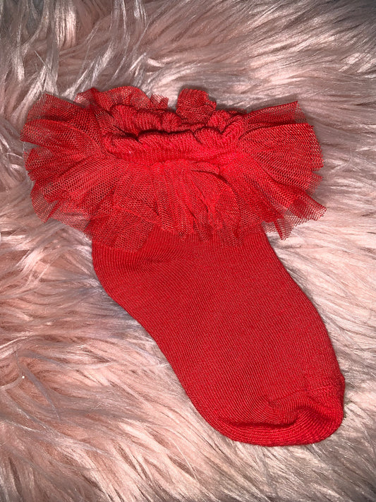 Red frill socks