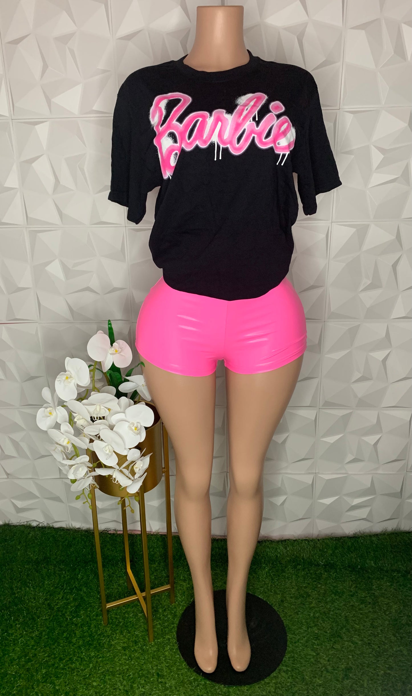 Black with light pink Barbie top(adult)