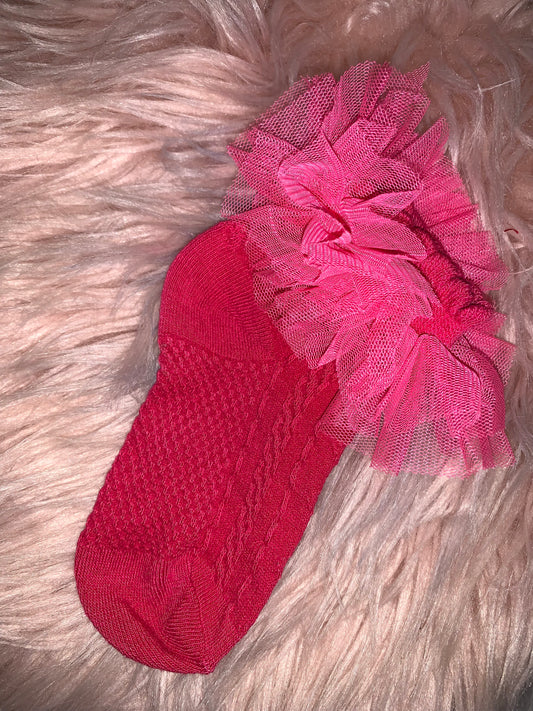 Rose pink frill socks