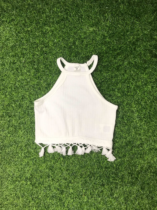 White crochet crop top